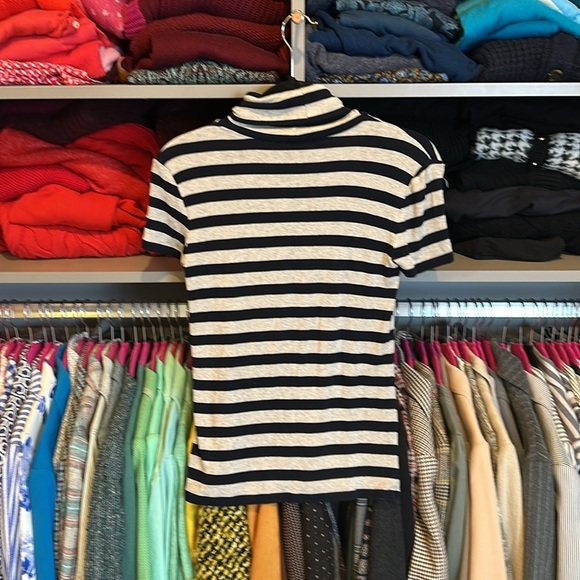 Philosophy black and gray striped short sleeve turtleneck knit top size XS - Picture 3 of 3